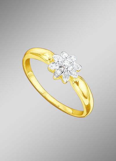 Damesring met briljant en diamanten 