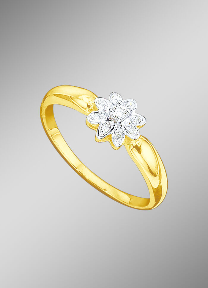 Damesring met briljant en diamanten 