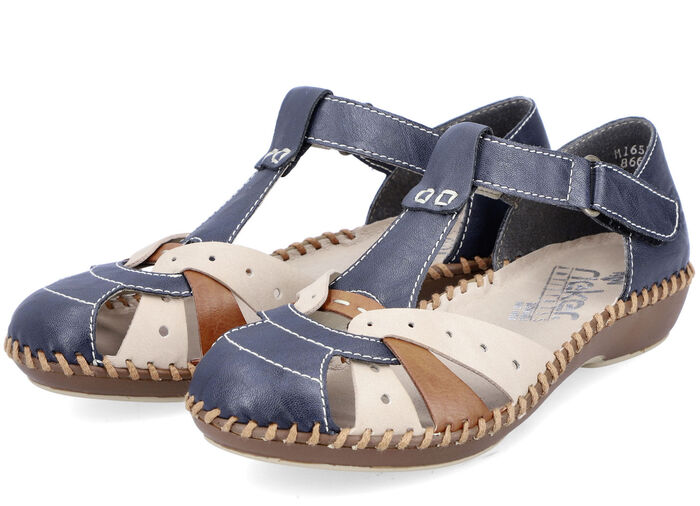 Rieker sandaal in een chique design MARINE-BEIGE-COGNAC