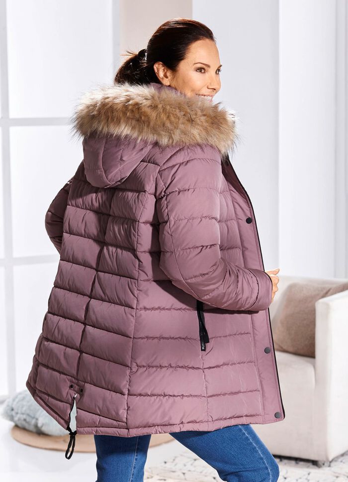 Lange functionele jas met afneembare capuchon 