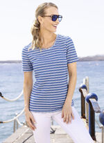 Shirt met gestreepte look in 2 kleuren 