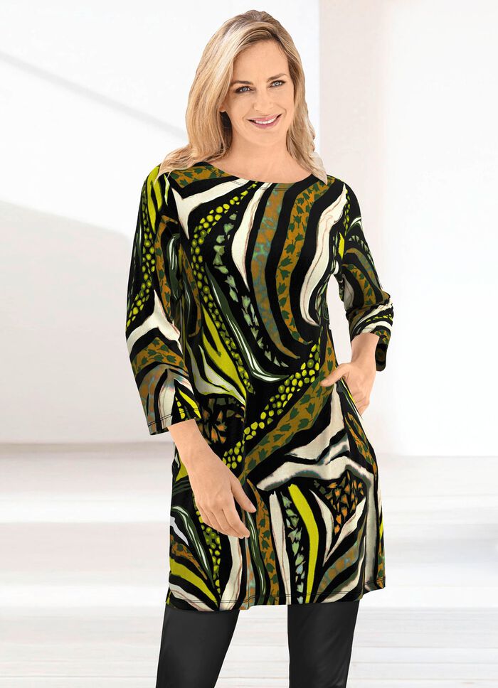 Lang shirt met modieuze platte halslijn 