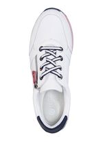 Remonte sneakers gemaakt van gecoat leer met textielafwerking WIT-MARINEBLAUW-ROOD