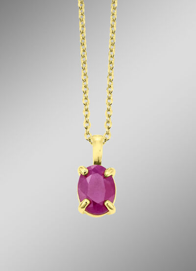 Charmante hanger met echte edelsteen en ankerketting 