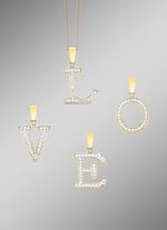 Damesletterhanger van 375 goud met zirkonia 