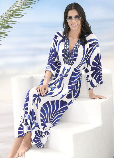 Laurina-jurk met schitterend gekleurd printdessin 