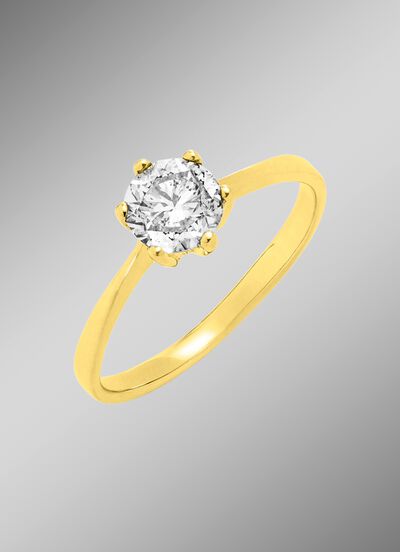 Massieve damesring met briljant 