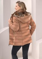 Jas met imitatiebontvoering in de capuchon 