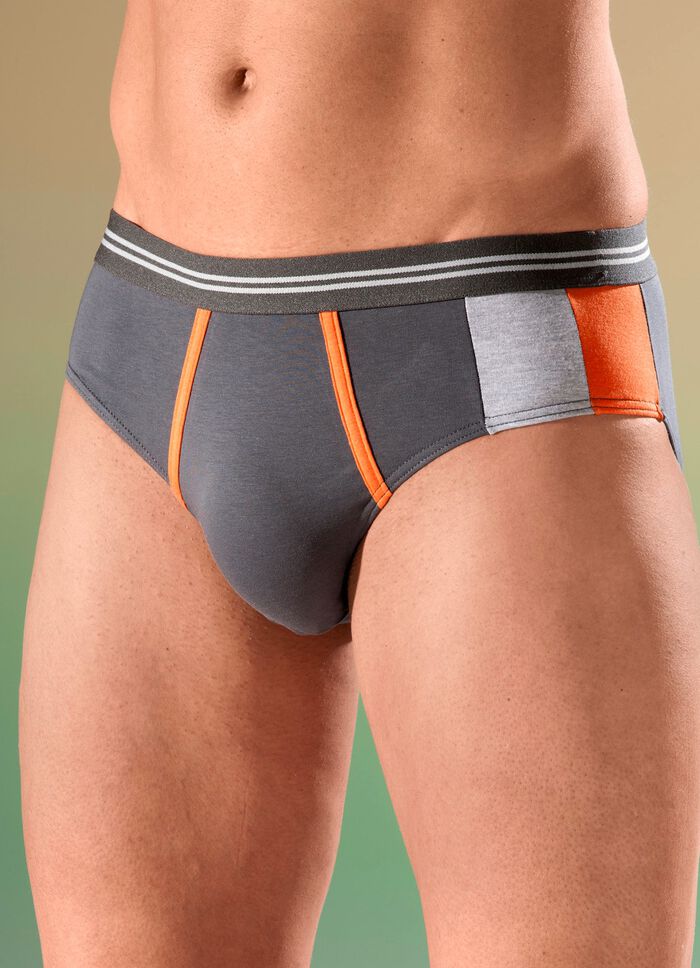 Set van vier slips met gekleurde inzetstukken 