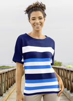 Trui met strepenmotief MARINE-WEISS-AZURBLAU