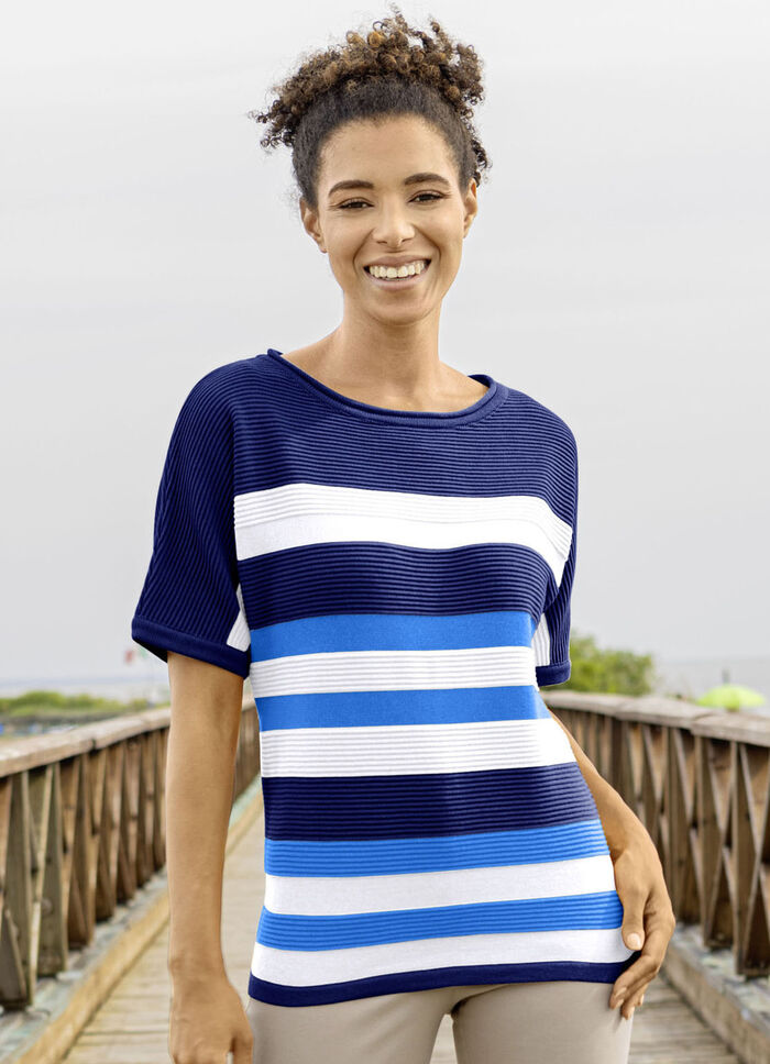 Trui met strepenmotief MARINE-WEISS-AZURBLAU