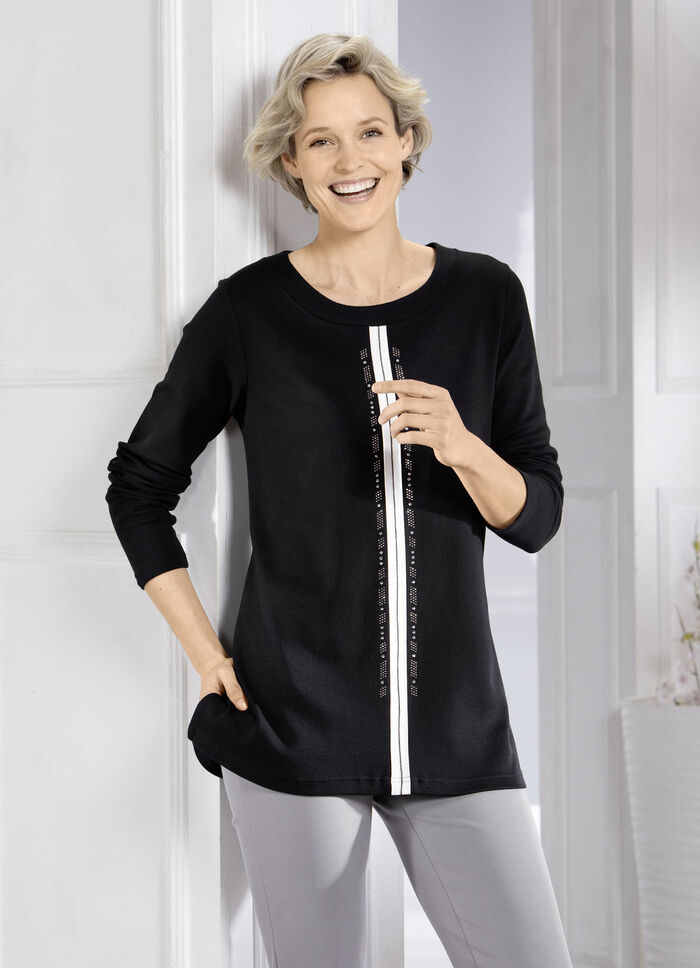 Sweatshirt met contrasterende decoratieve band 