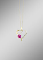 Glanzende harthanger met echte robijn 