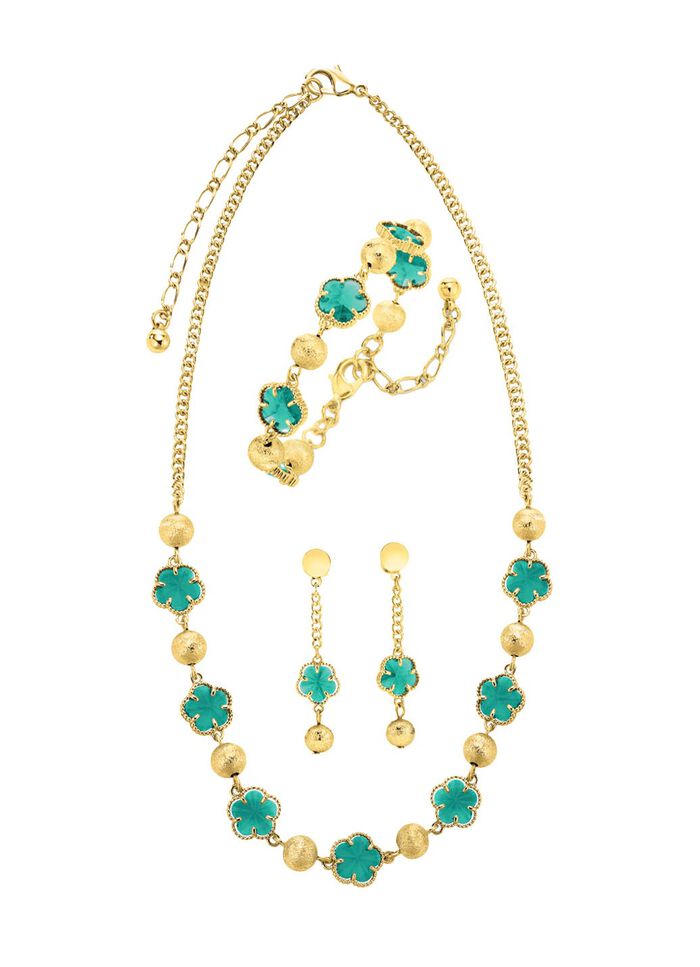 Sieradenset, 3-delig, met bloemmotief 