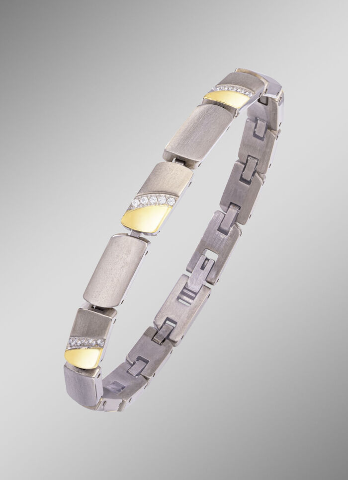 Bicolor armband met synthetische zirkonia 