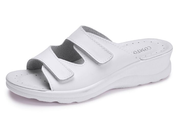 Tweepack klassieke damesmuiltjes, breedte H, met klittenbandsluiting 1x WIT, 1x ZWART