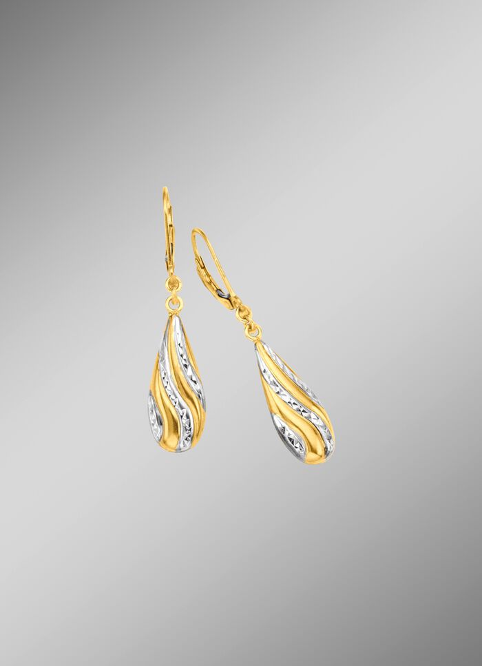 Tweekleurige oorbellen, machinaal gegraveerd 