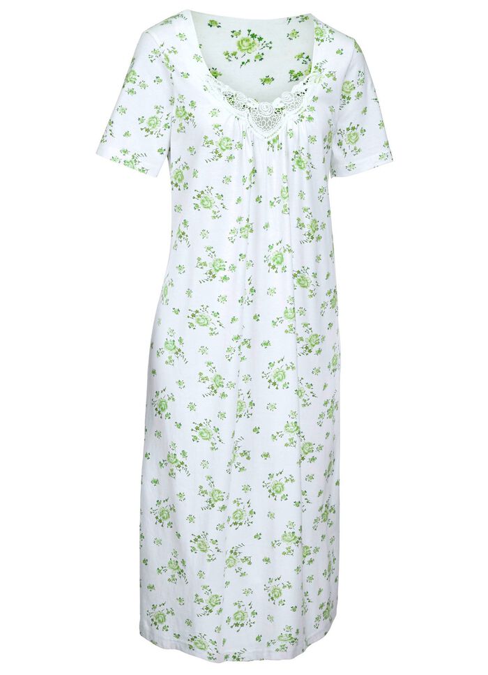 Set van twee nachthemden met ronde hals en all-over dessin 