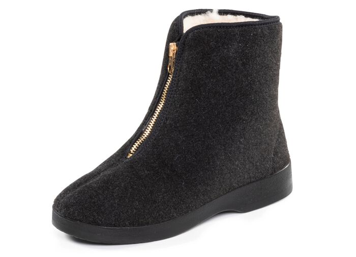 Huislaarzen met praktische ritssluiting ZWART