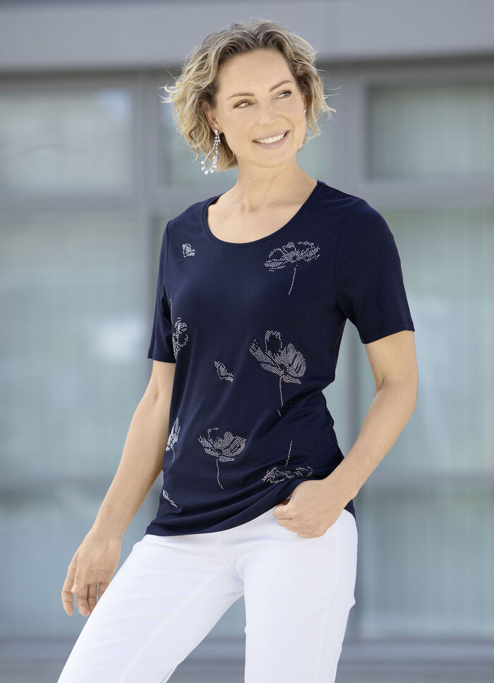 Uitstekend shirt met decoratieve strassversiering 