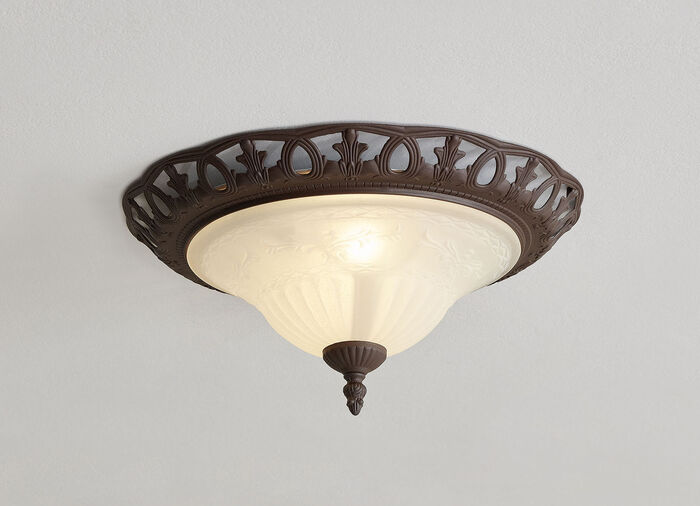 Lichtserie van metaal met glazen kappen ROEST