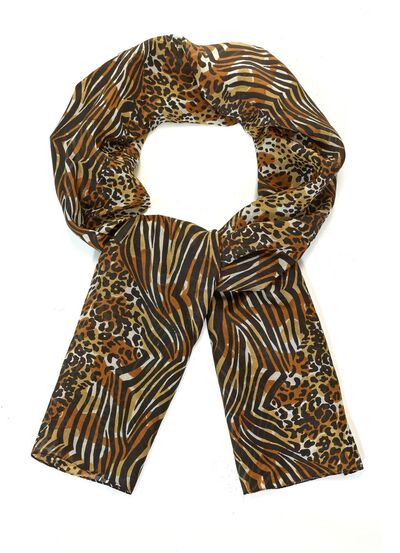 Sjaal met roofdierbont en zebramotief 