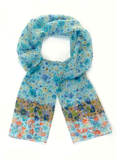 Sjaal met fantasie bloemenmotief 