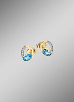 Oorstekers met blauwe topaas en zirkonia 