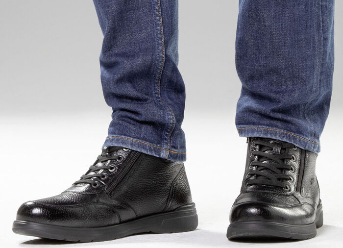 GINO GALANTE, gevoerde herenlaarzen, winterschoenen, met rits SCHWARZ