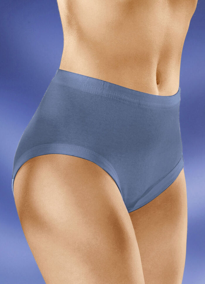 Vijf-pack slip met elastische tailleband 2X MAUVE, 2X INDIGO, 1X WEISS