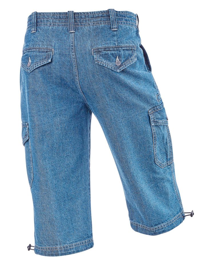 Denim bermudashort met cargozakken in 3 kleuren 