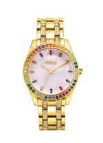 Pools quartz dameshorloge met metalen bandkast 