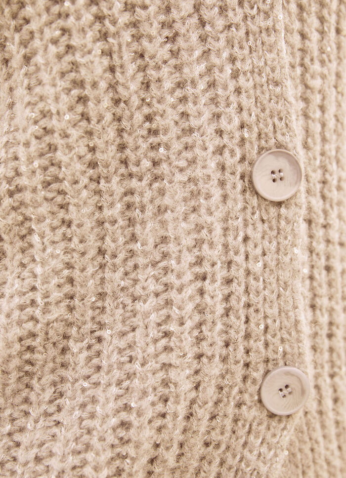 Cardigan met paillettengaren BEIGE MELIERT