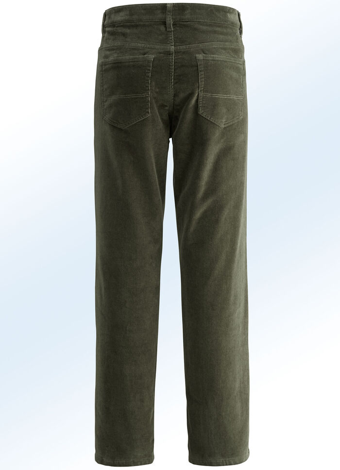 Thermische corduroy broek in 3 kleuren OLIJF