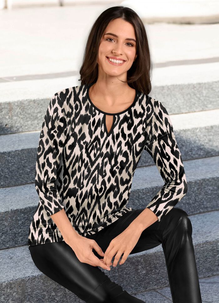 Overhemd met patroon en ronde hals 