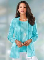 Gebreide twinset met een mix van patronen AQUA