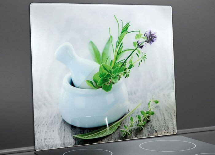 Glazen wandpaneel, kruidentuin 