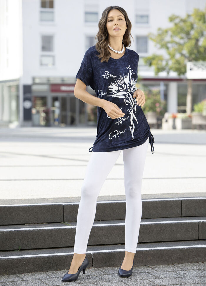 Lang shirt in batiklook in 2 kleuren MARINEBATIK