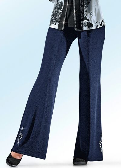 Broek met metalen plaatjes en strassteentjes 