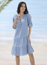 Jurk van lyocell met volants aan de zoom 