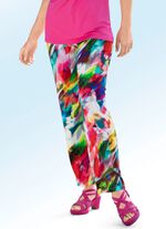 Broek met briljant gekleurde inkjetprint 