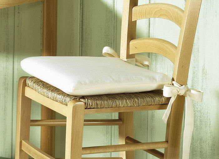 Set van 2 stoelkussens met strikkoordjes BEIGE