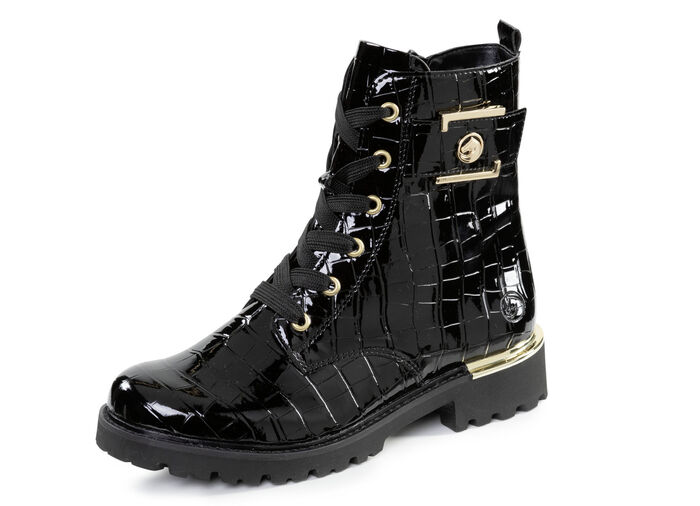 Remonte, stijlvolle dames enkellaarsjes, winterschoenen, breedte G, met uitneembaar voetbed SCHWARZ-GOLD