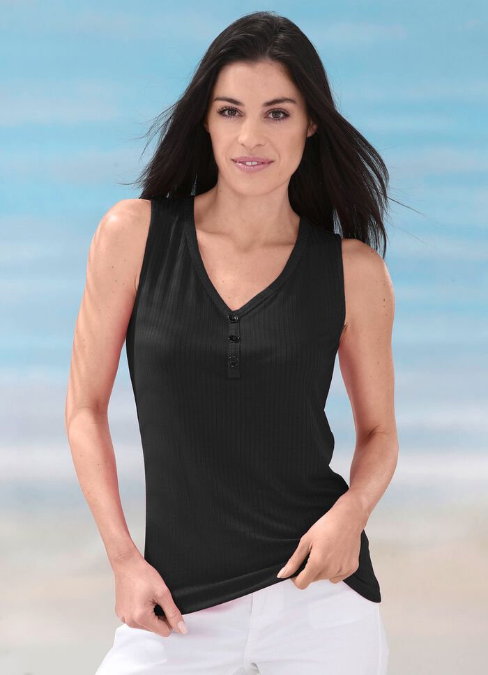 Laurina tanktop met decoratieve knoopsluiting 