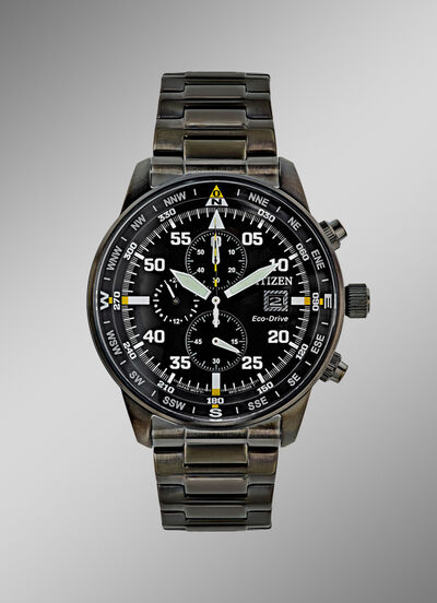Herenhorloge op zonne-energie, pilotenhorloge 