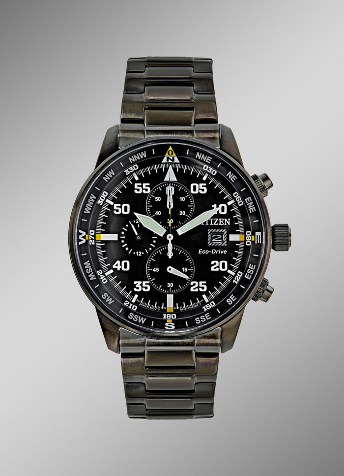 Herenhorloge op zonne-energie, pilotenhorloge 