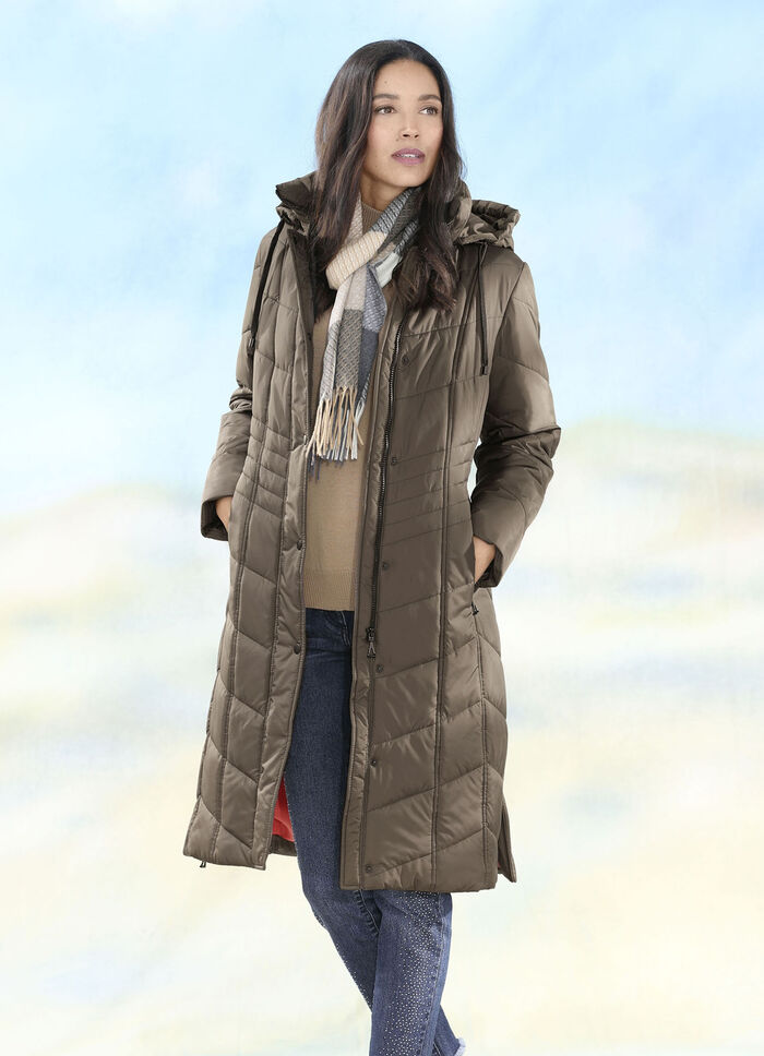 Jas met zijsplitten met rits KOFFIEBRUIN