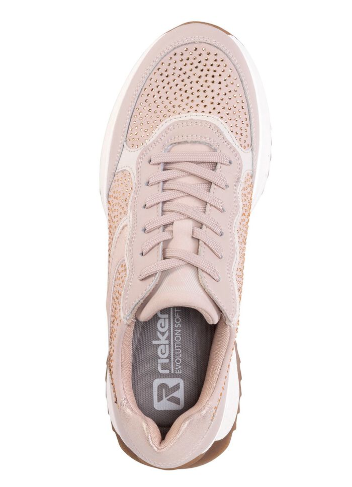 Rieker sneakers met glittersteentjes POEDERROZE-WIT