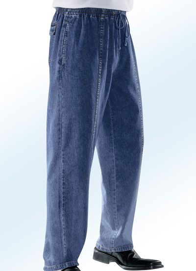 Pull-on jeans met elastische band en trekkoord in 4 kleuren 