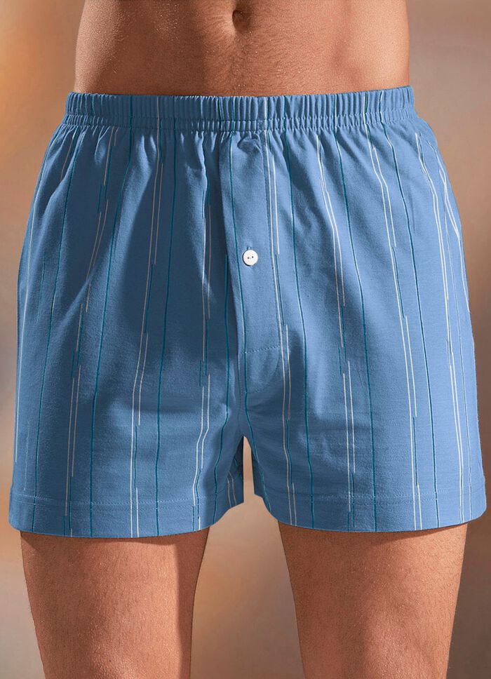 Set van vier boxershorts, met gulp, effen gestreept 